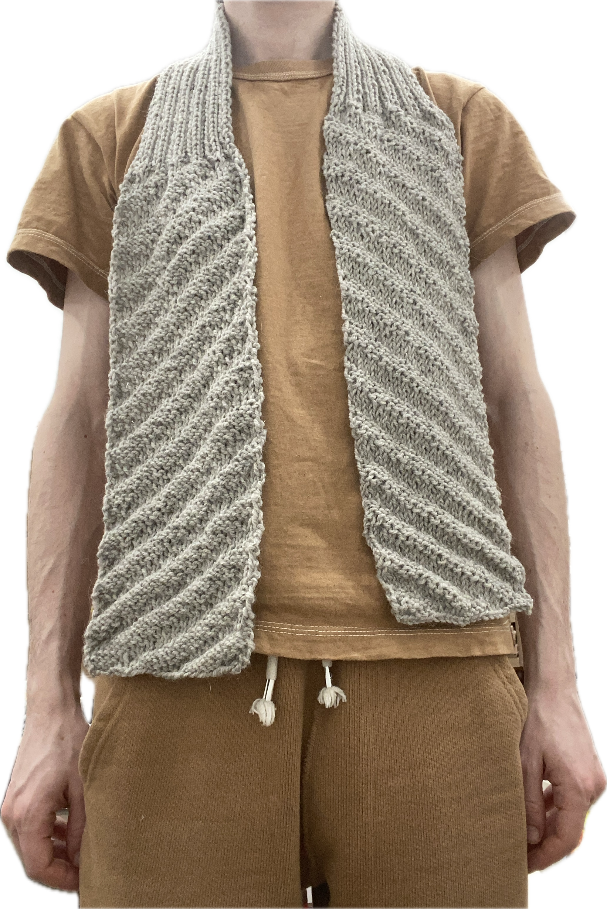 Hand Knit Undyed Swirl Alpaca Scarf