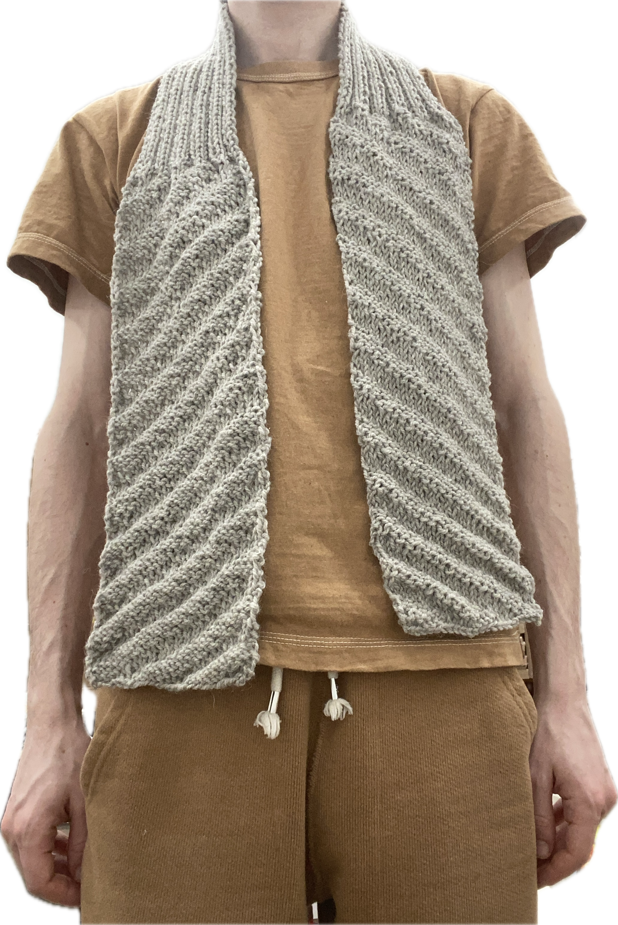 Hand Knit Undyed Swirl Alpaca Scarf