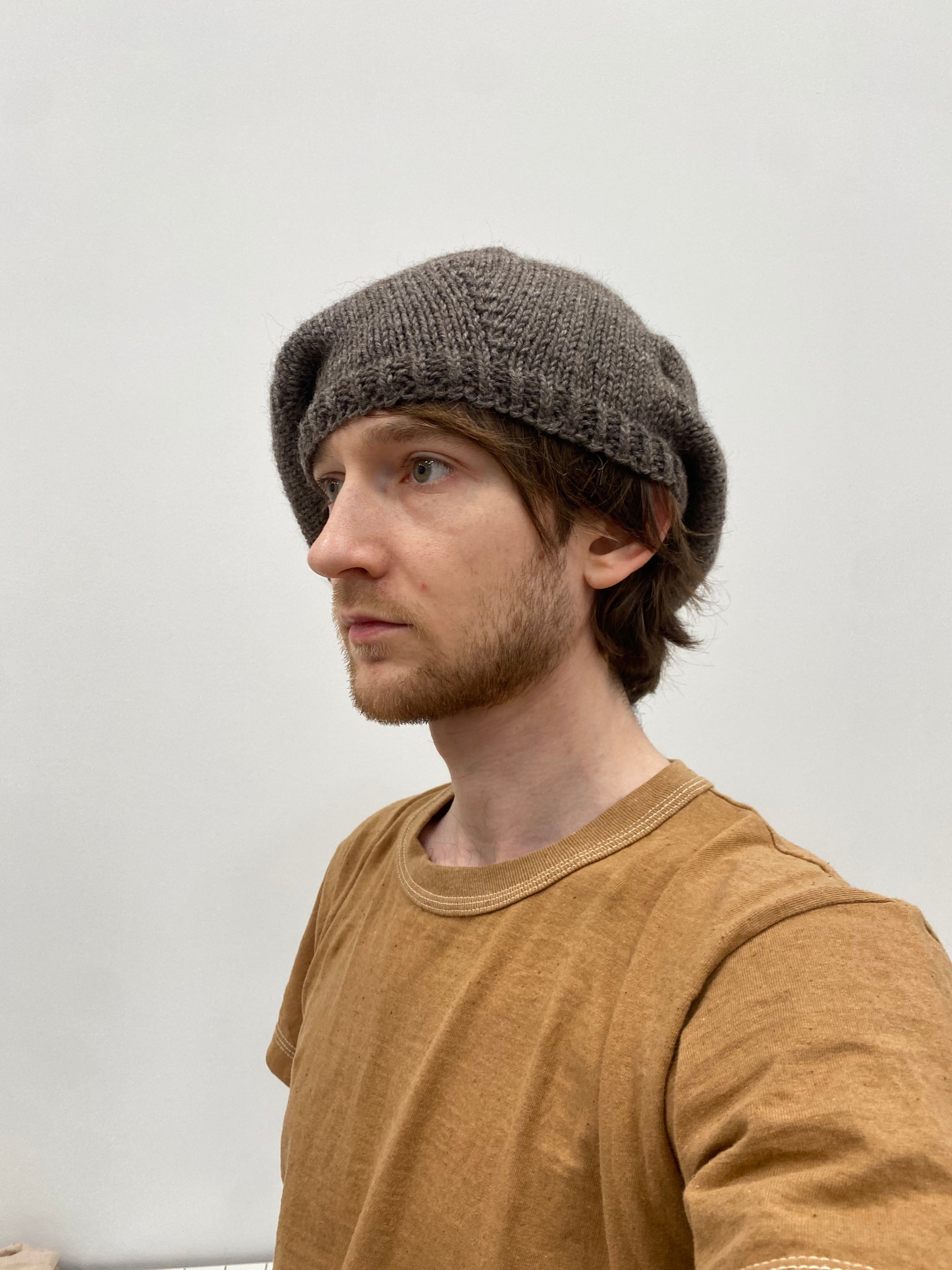 Hand Knit Undyed Alpaca Beret