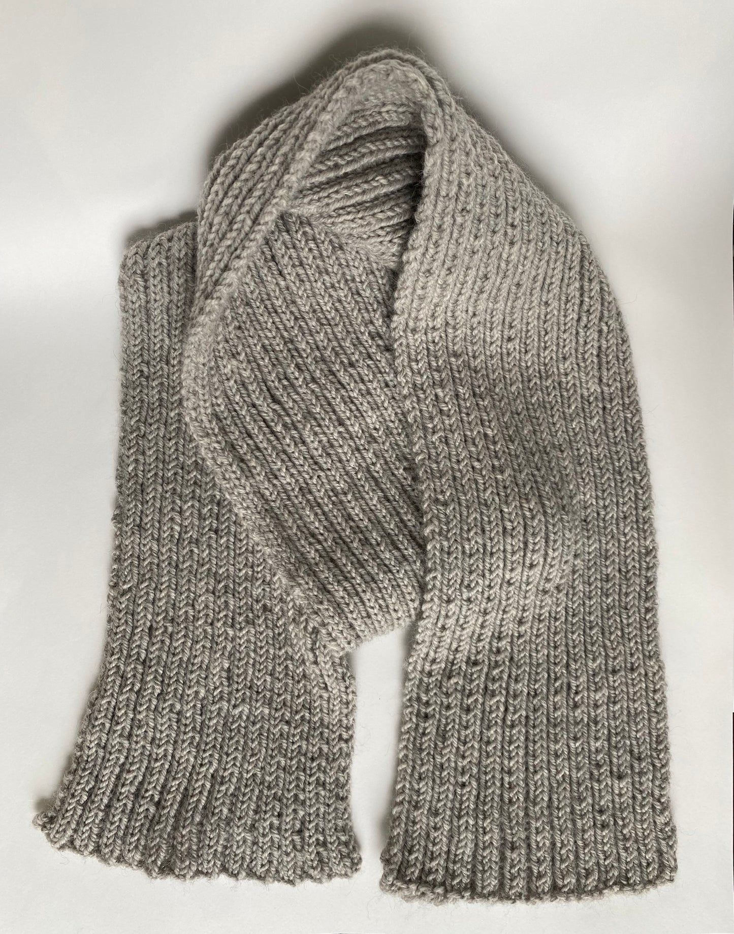 Hand-Knit Undyed Alpaca Scarf