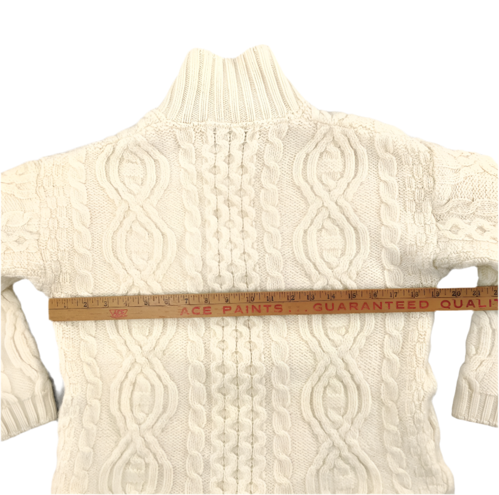 Undyed Aran Wool Full Zip Sweater Small
