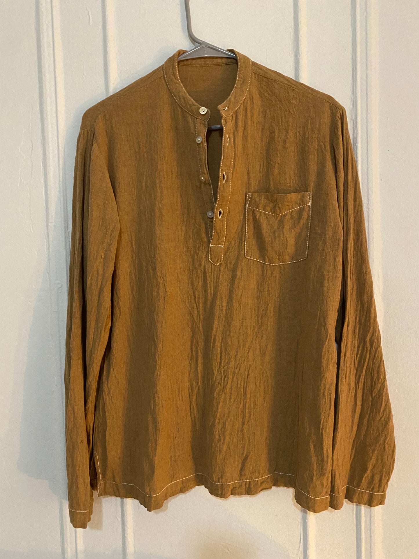 Undyed Brown Half Button Shirt