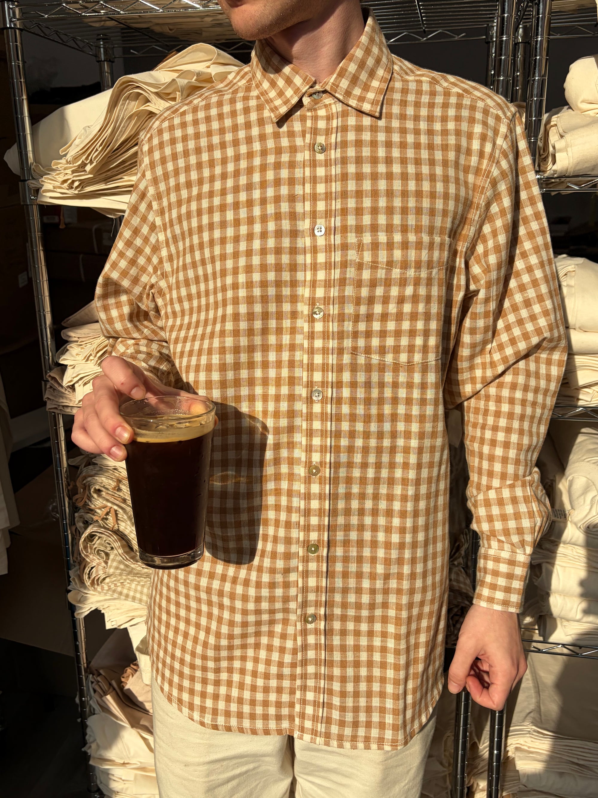 Handloomed Gingham Full Button Down Shirt