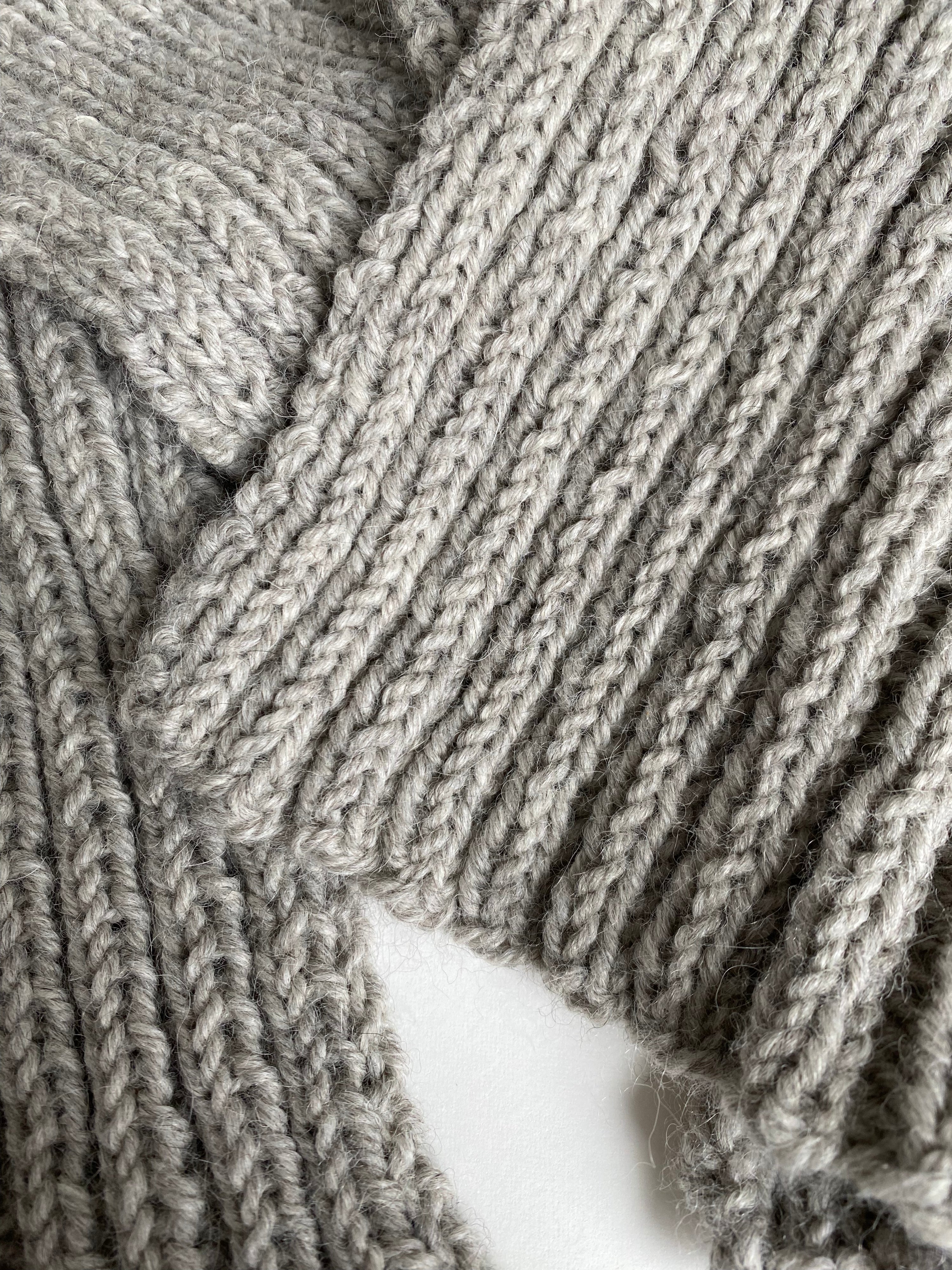 Hand-Knit Undyed Alpaca Scarf