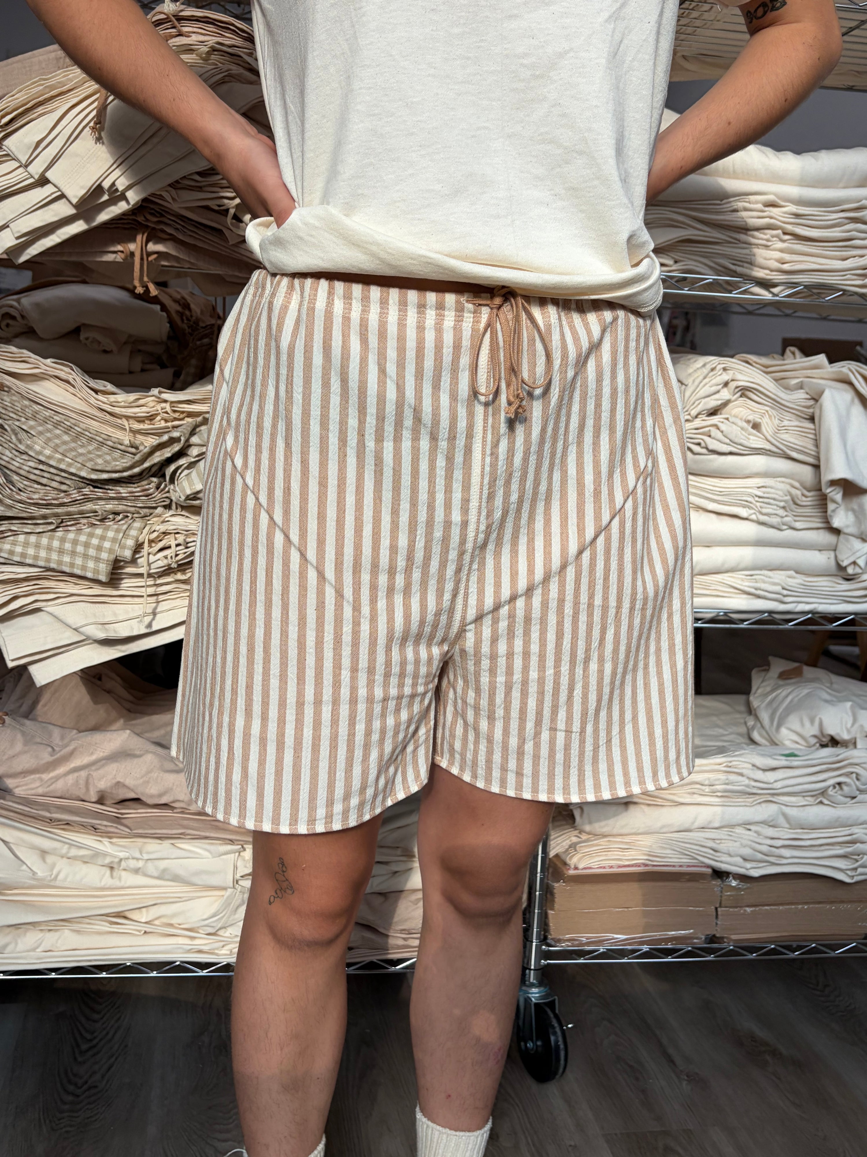 Foxfibre®️ Stripe Cotton Drawstring Boxer Shorts
