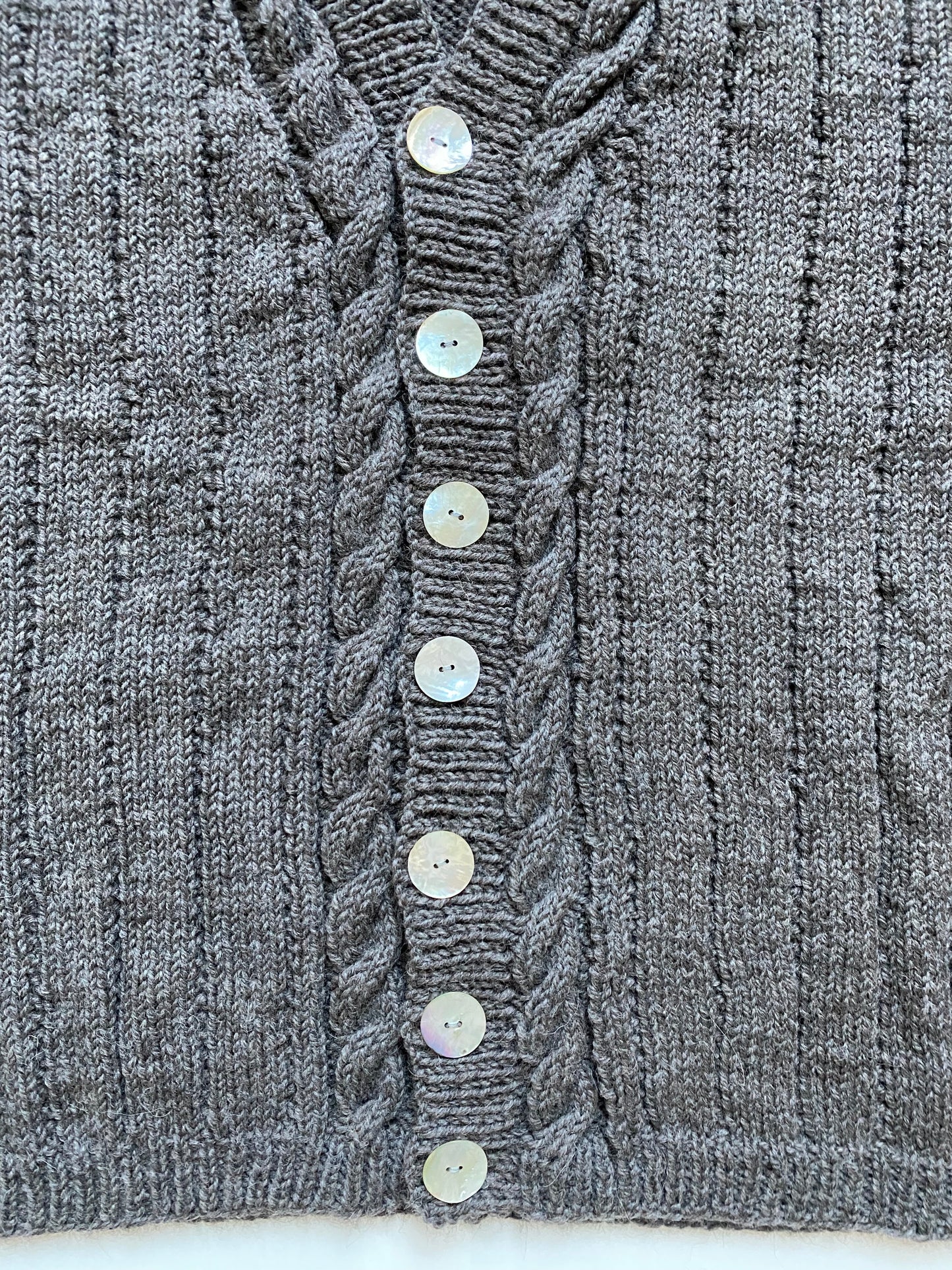 Hand-Knit Undyed Wool Button Vest