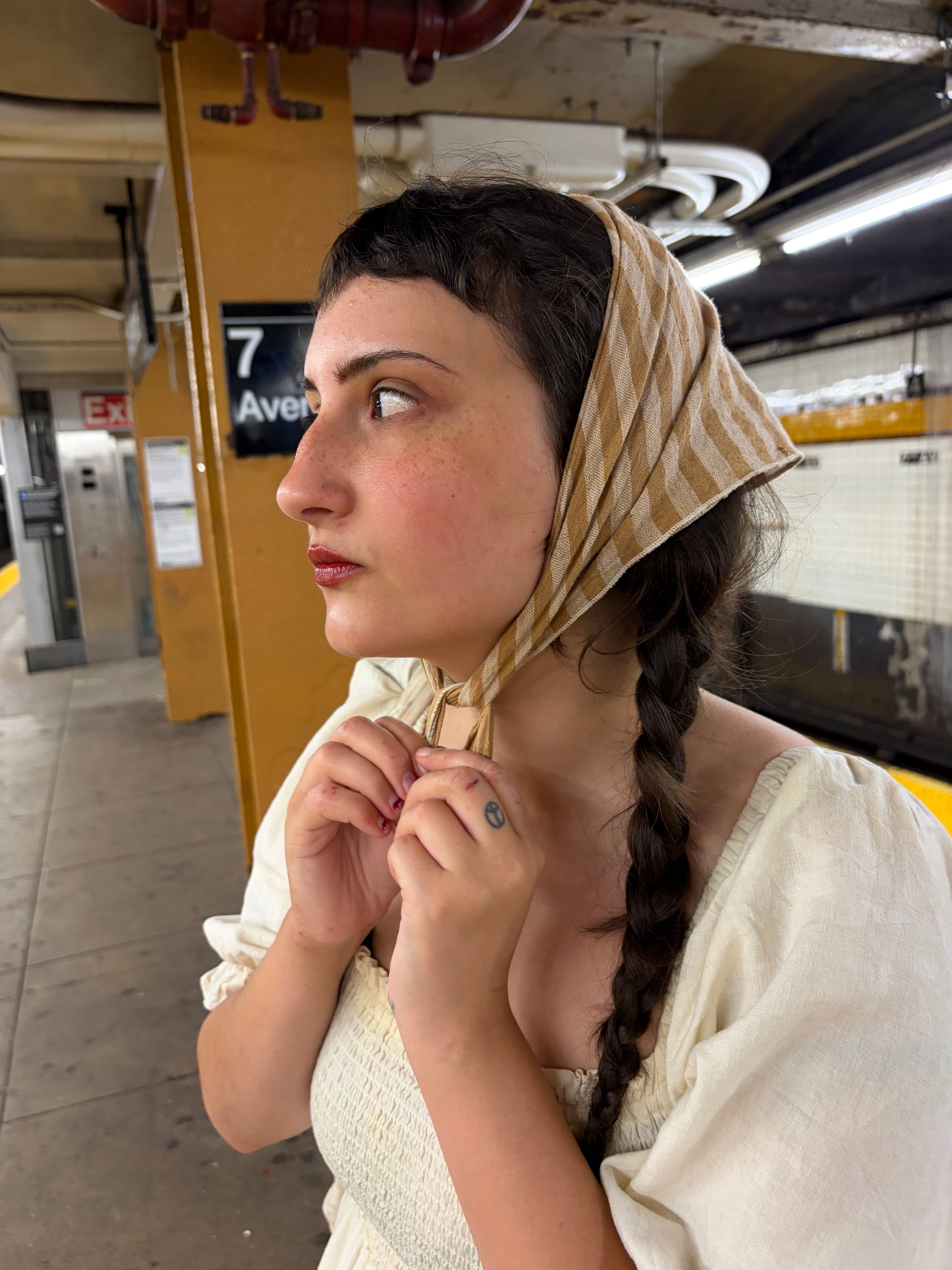Undyed Brown Stripe Bandana