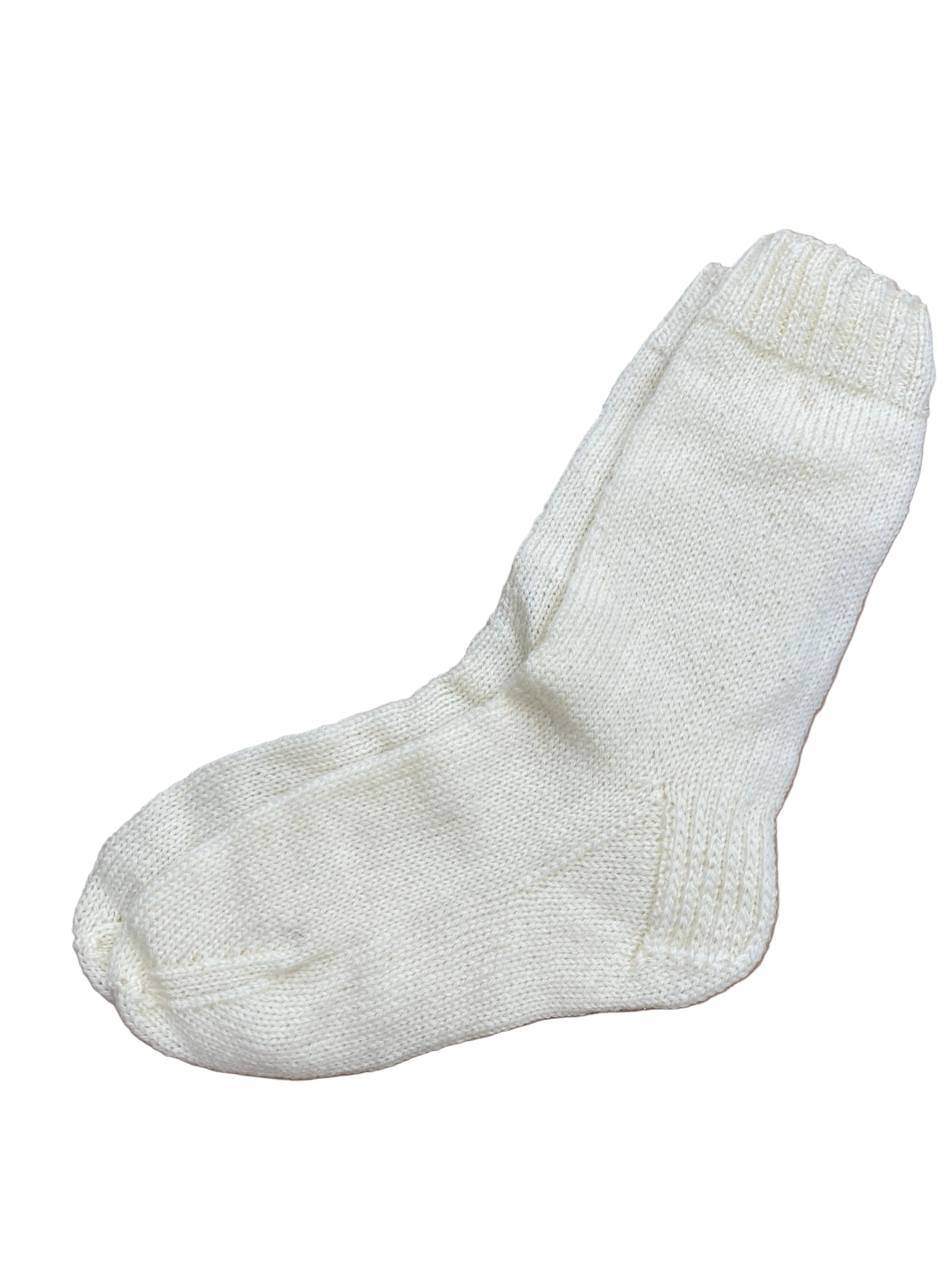 Hand-Knit Peruvian Wool Ecru Socks