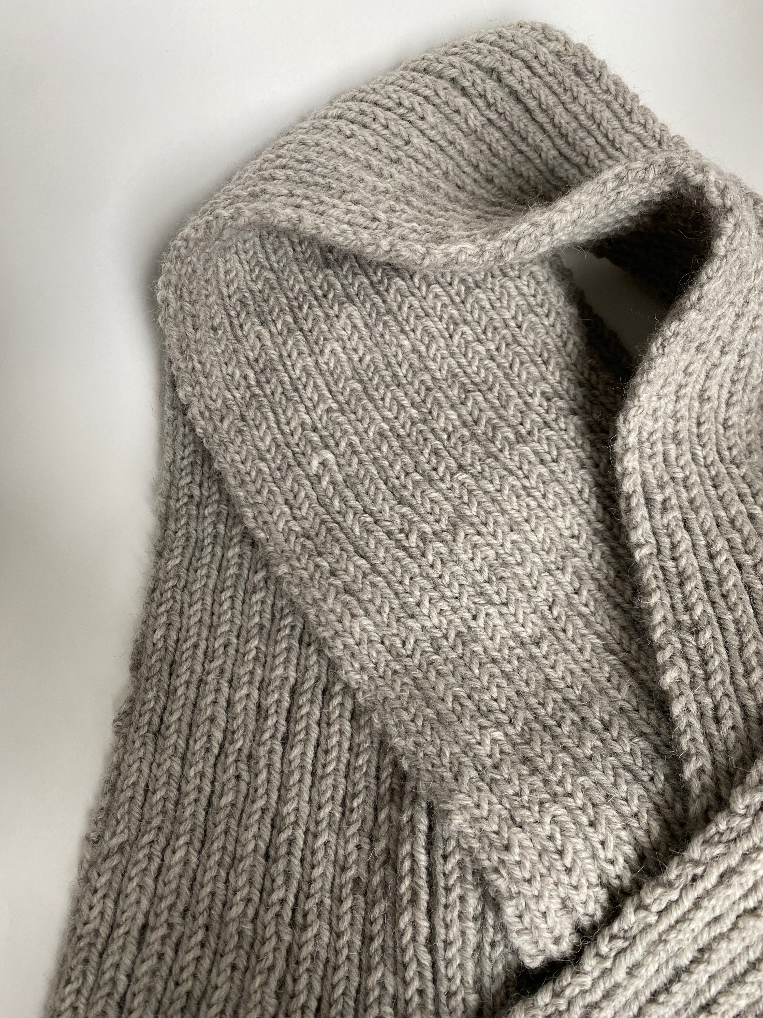 Hand-Knit Undyed Alpaca Scarf