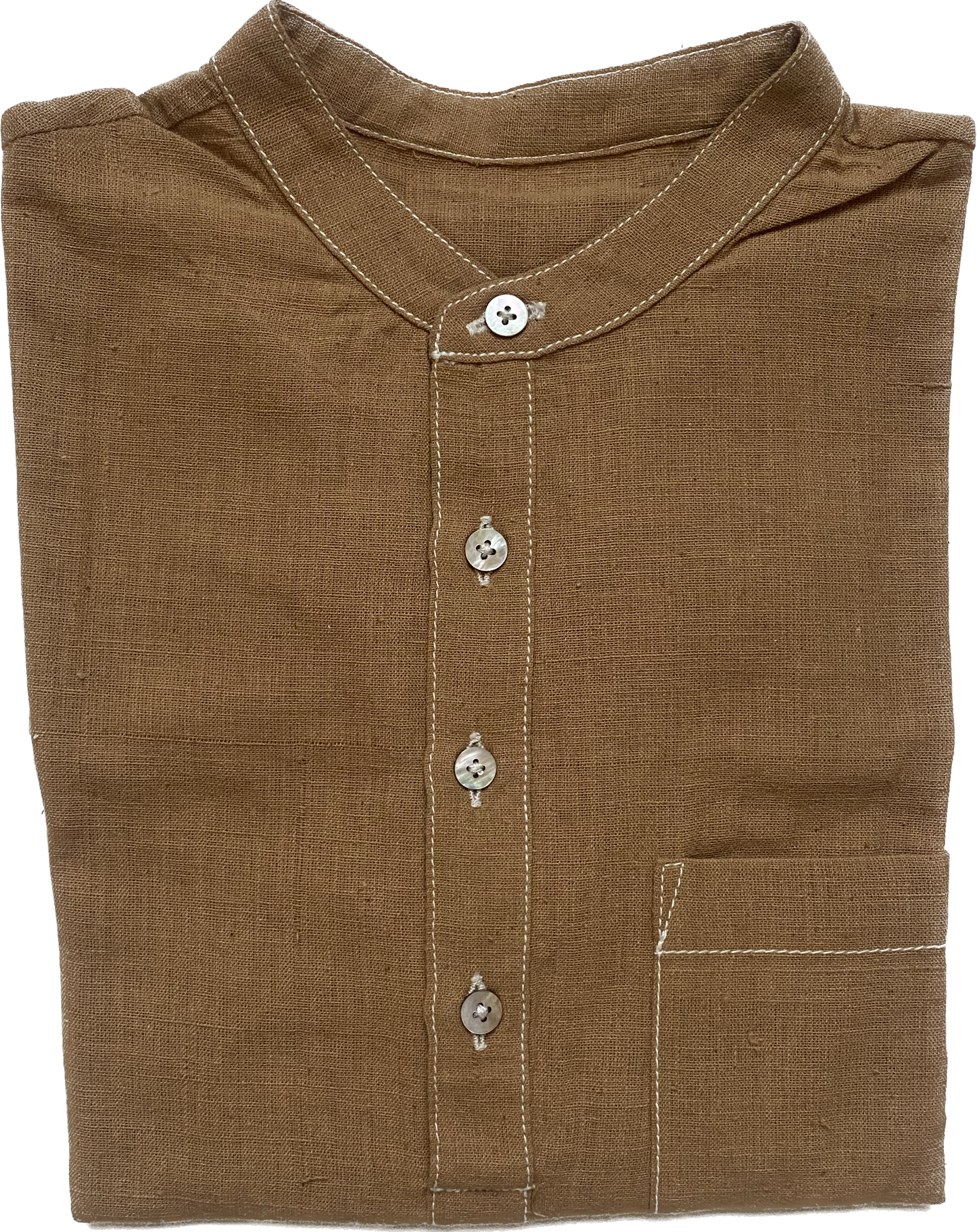 Undyed Brown Half Button Shirt