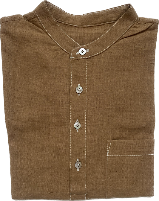 Undyed Brown Half Button Shirt