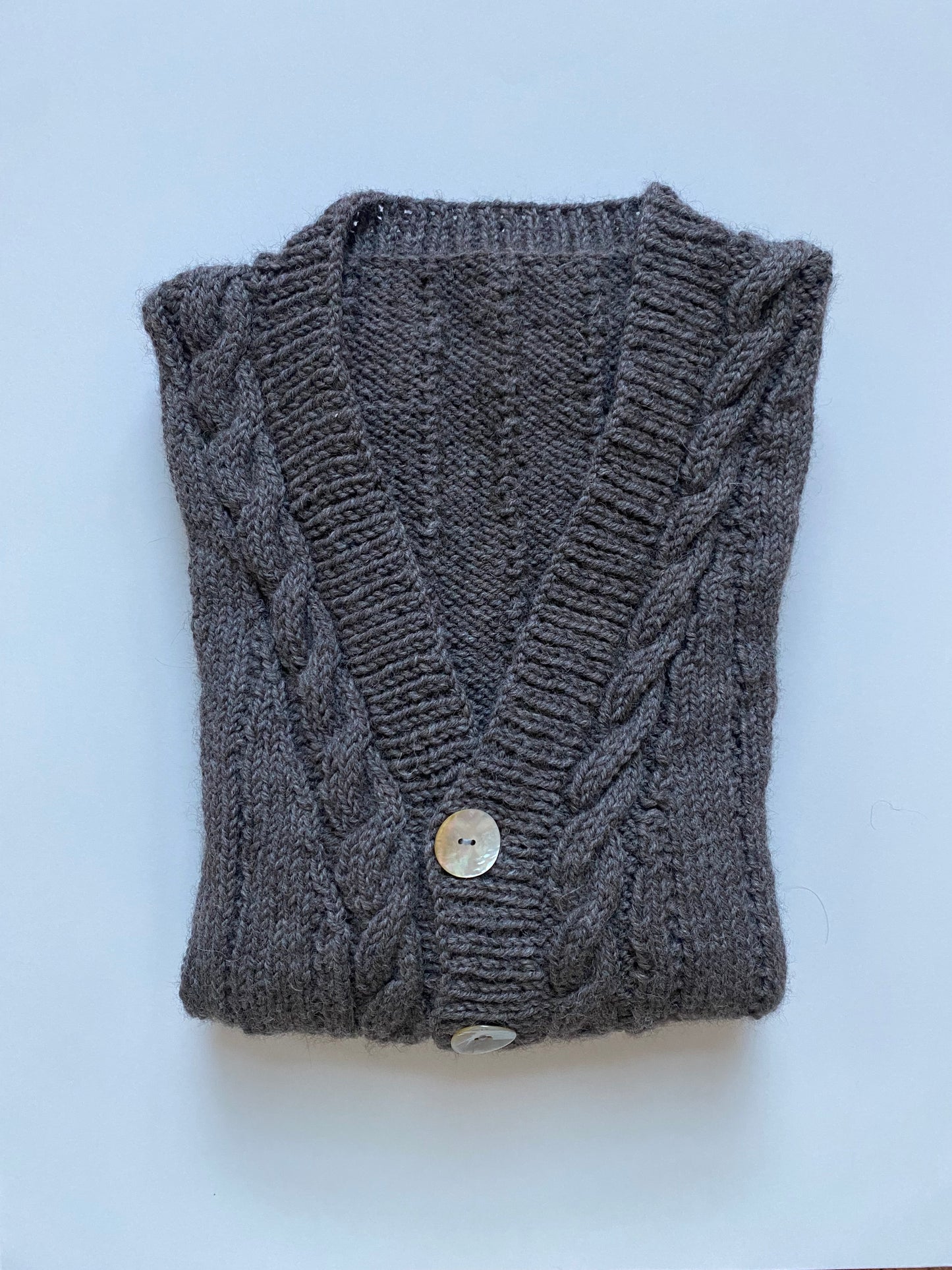 Hand-Knit Undyed Wool Button Vest