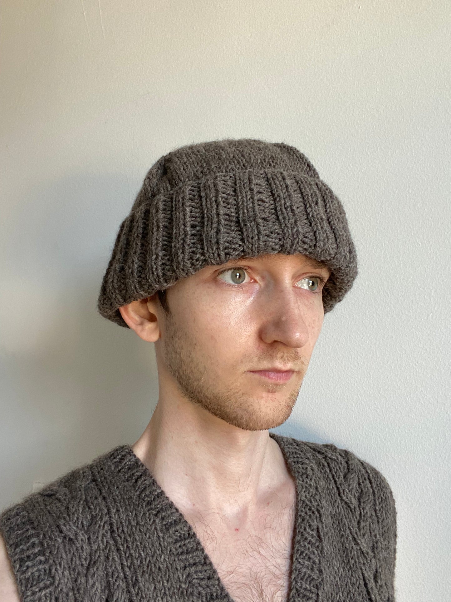 Hand-Knit Undyed Alpaca Beanie