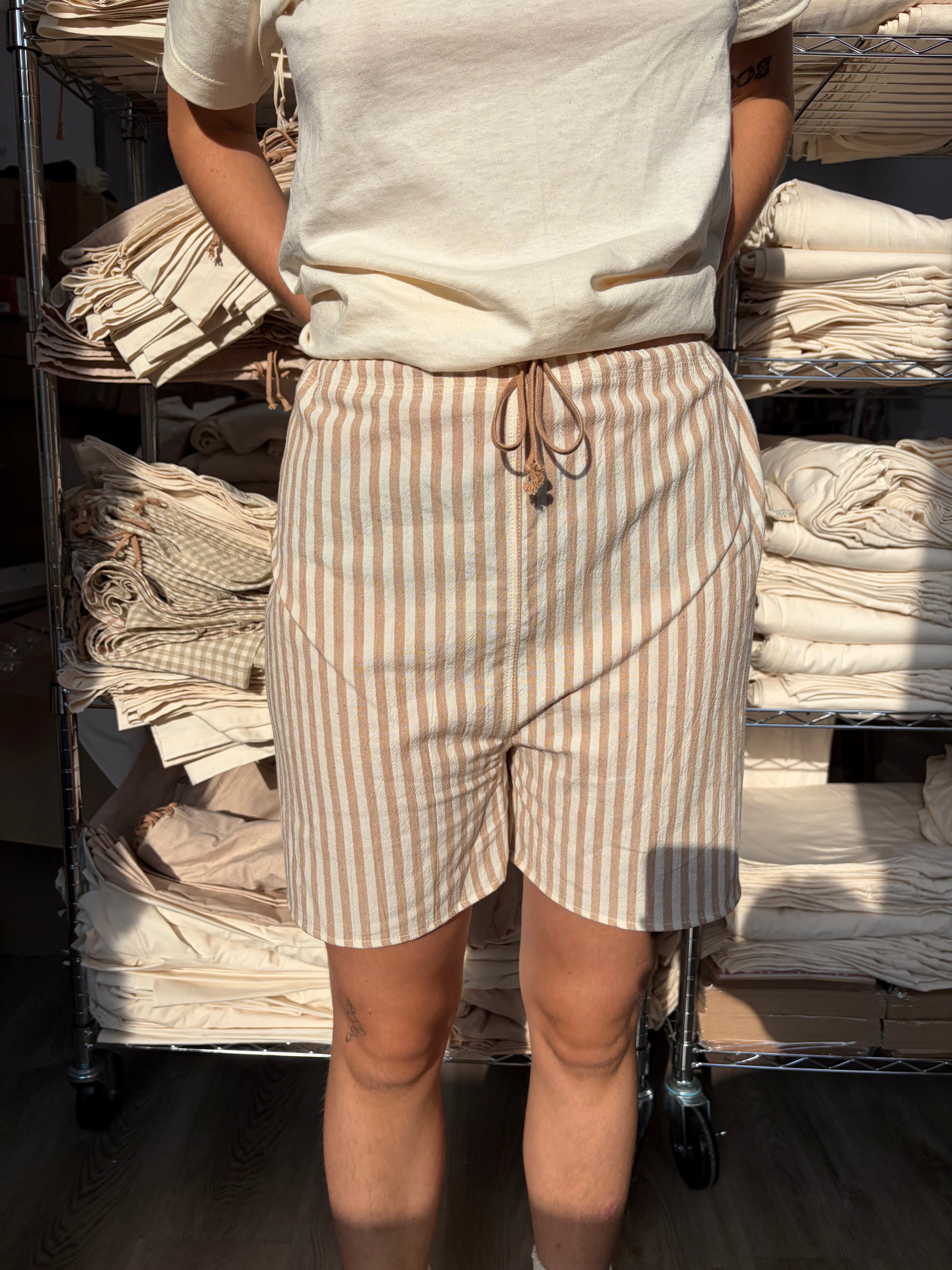 Foxfibre®️ Stripe Cotton Drawstring Boxer Shorts