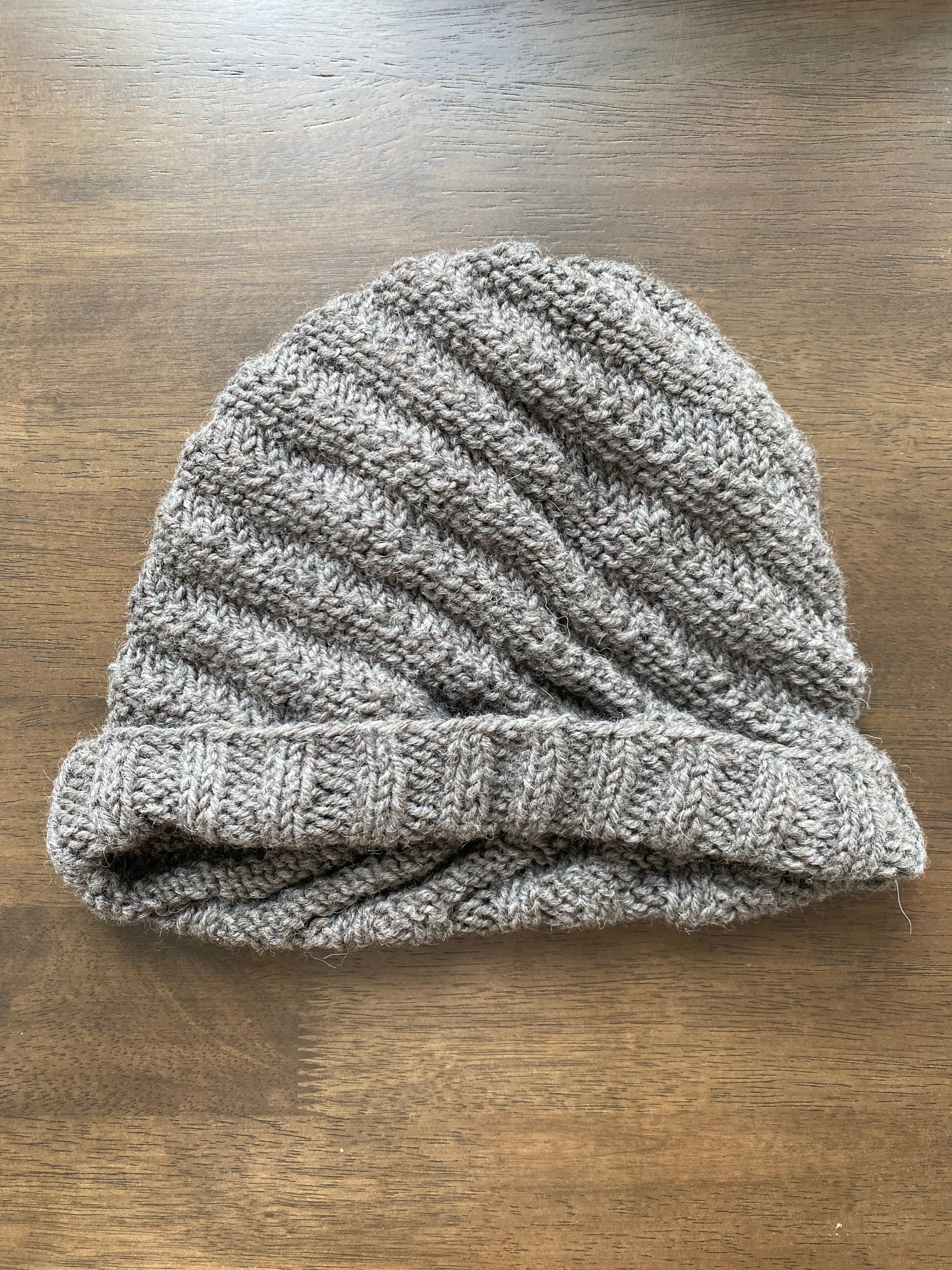 Hand-Knit Undyed Swirl Beanie