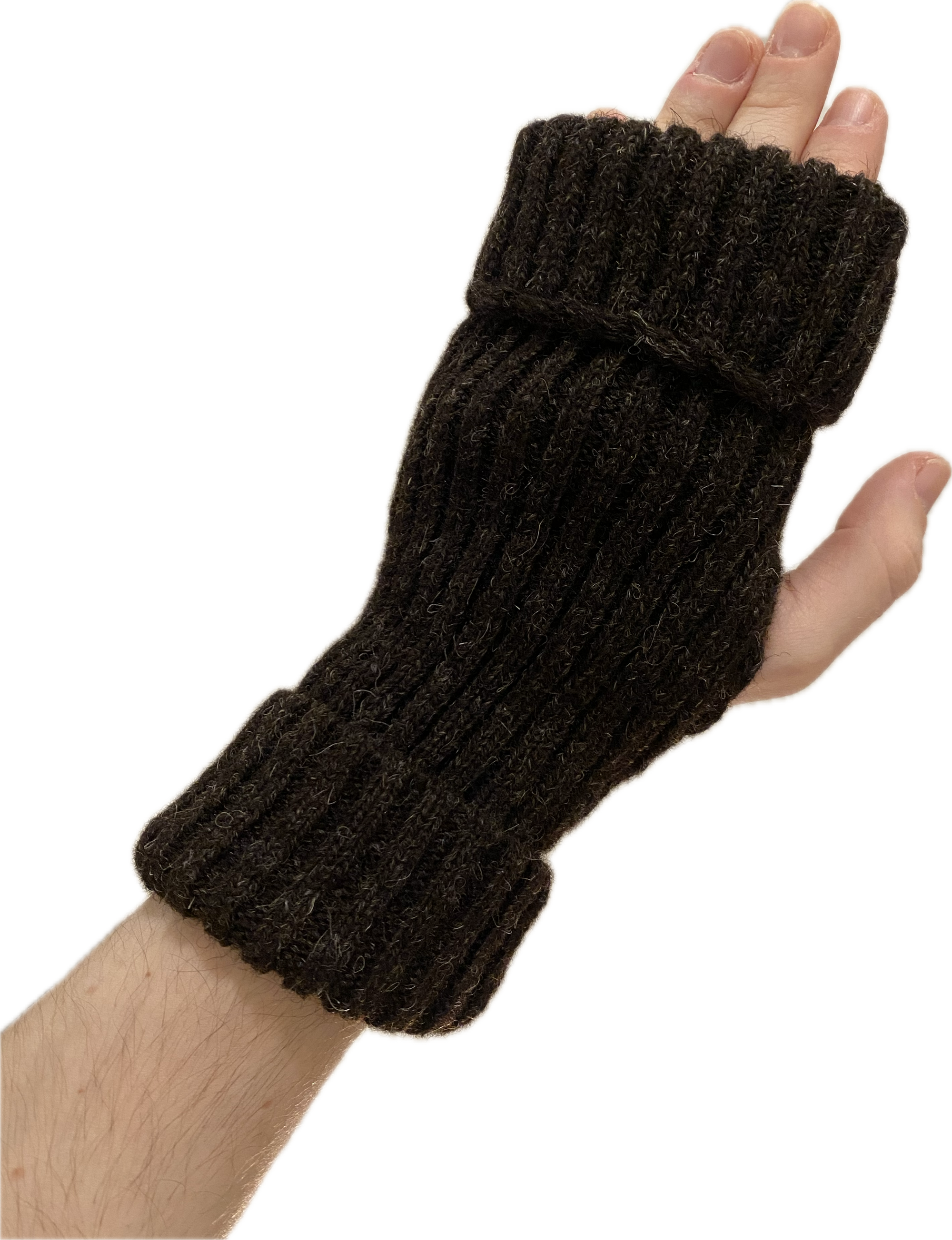 Undyed Hebridean Wool Hand-Knit Fingerless Mittens