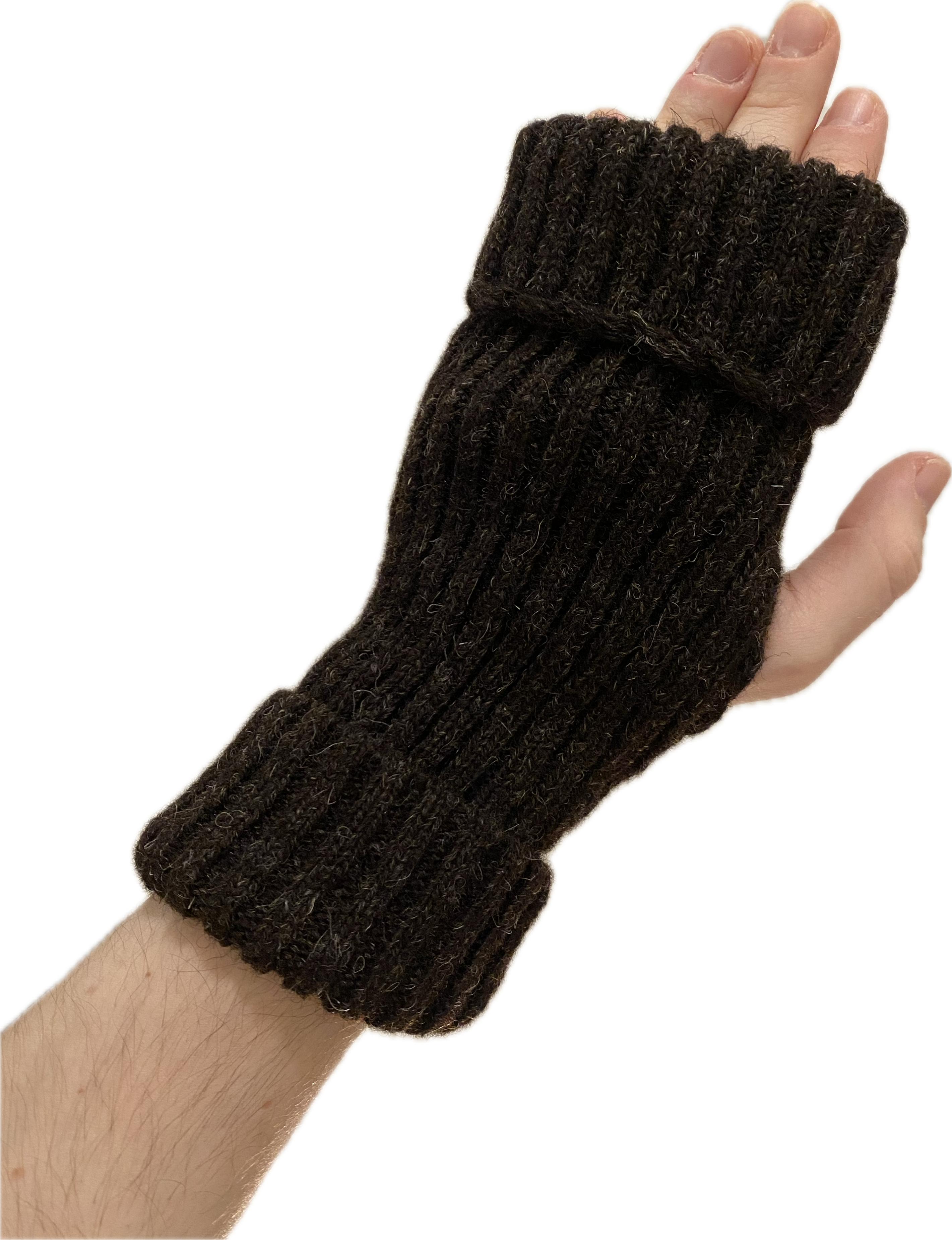 Undyed Hebridean Wool Hand-Knit Fingerless Mittens