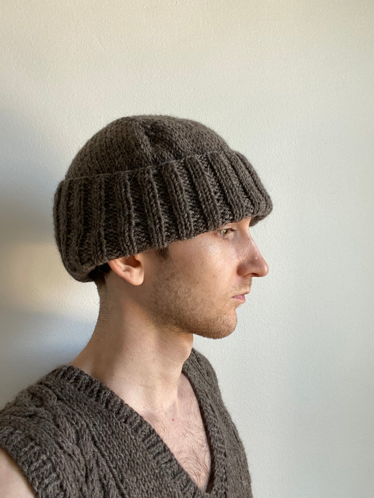 Hand-Knit Undyed Alpaca Beanie