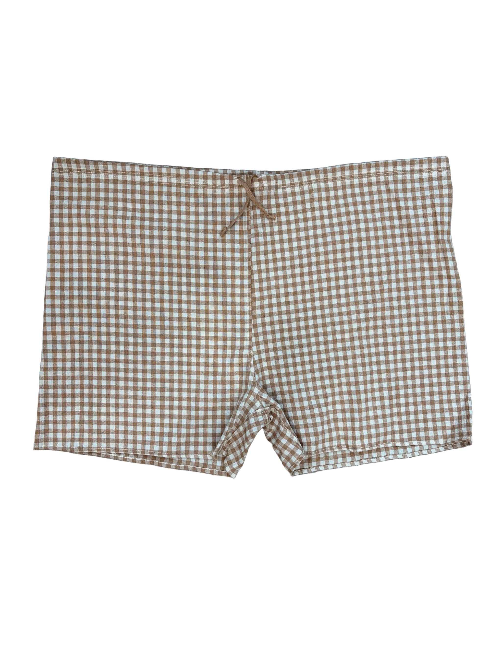 Foxfibre®️ Gingham Cotton Drawstring Boxer Shorts