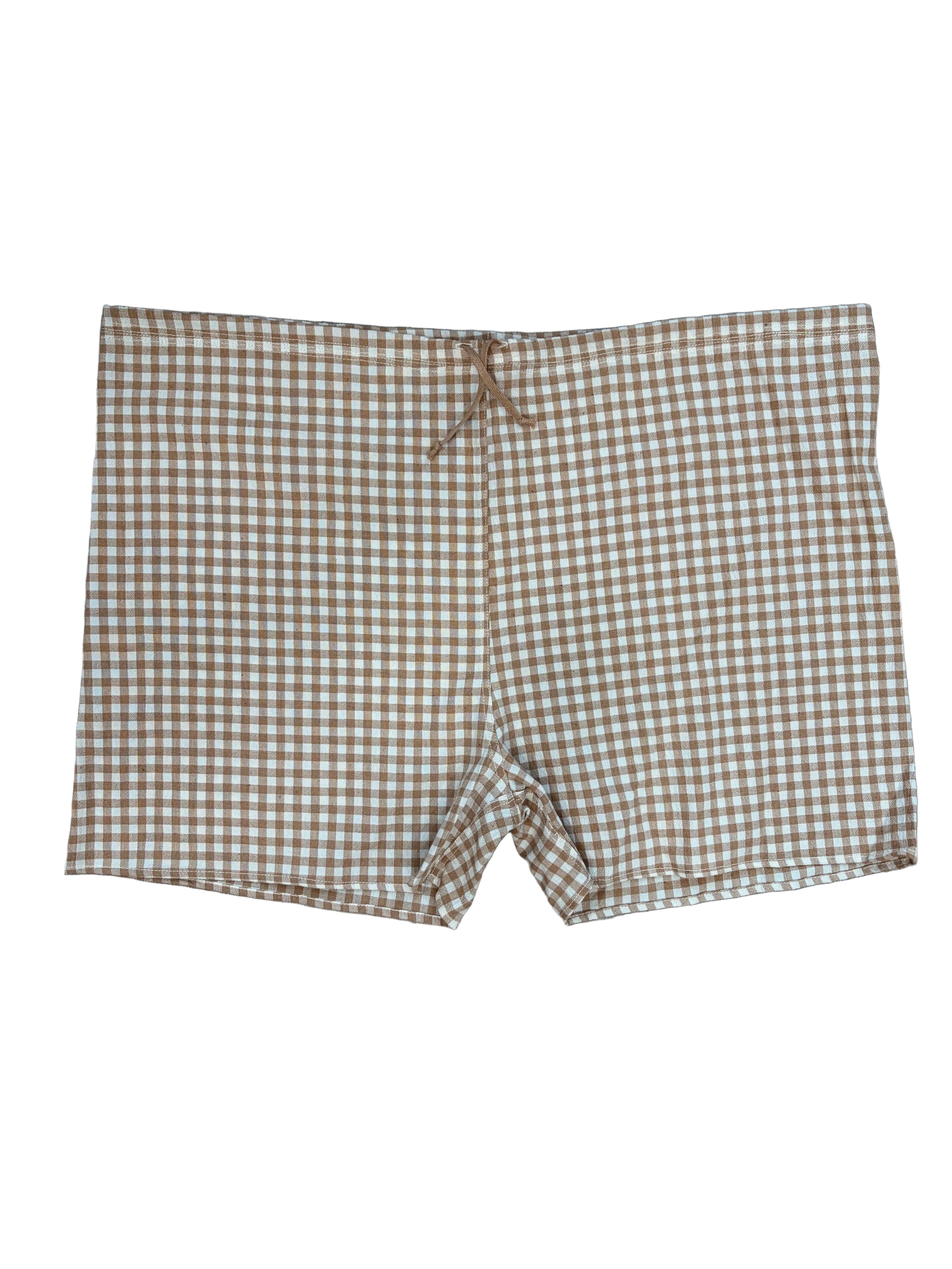 Foxfibre®️ Gingham Cotton Drawstring Boxer Shorts