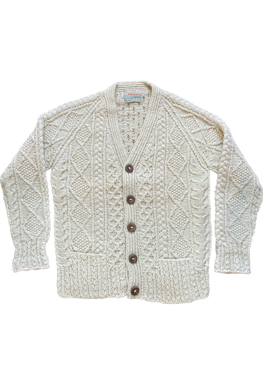 Undyed Aran Irish Wool Sweater Medium