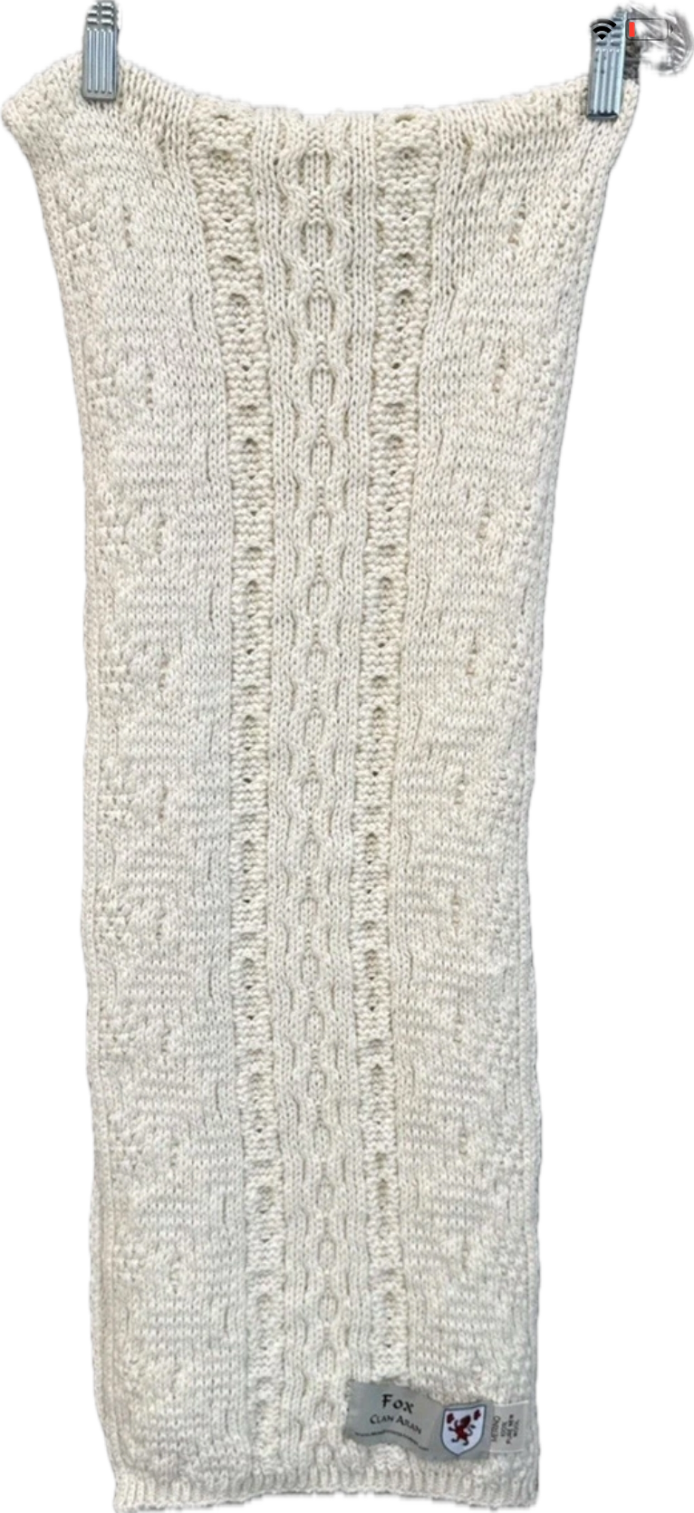 Undyed Aran Irish Wool Fox Clan Scarf