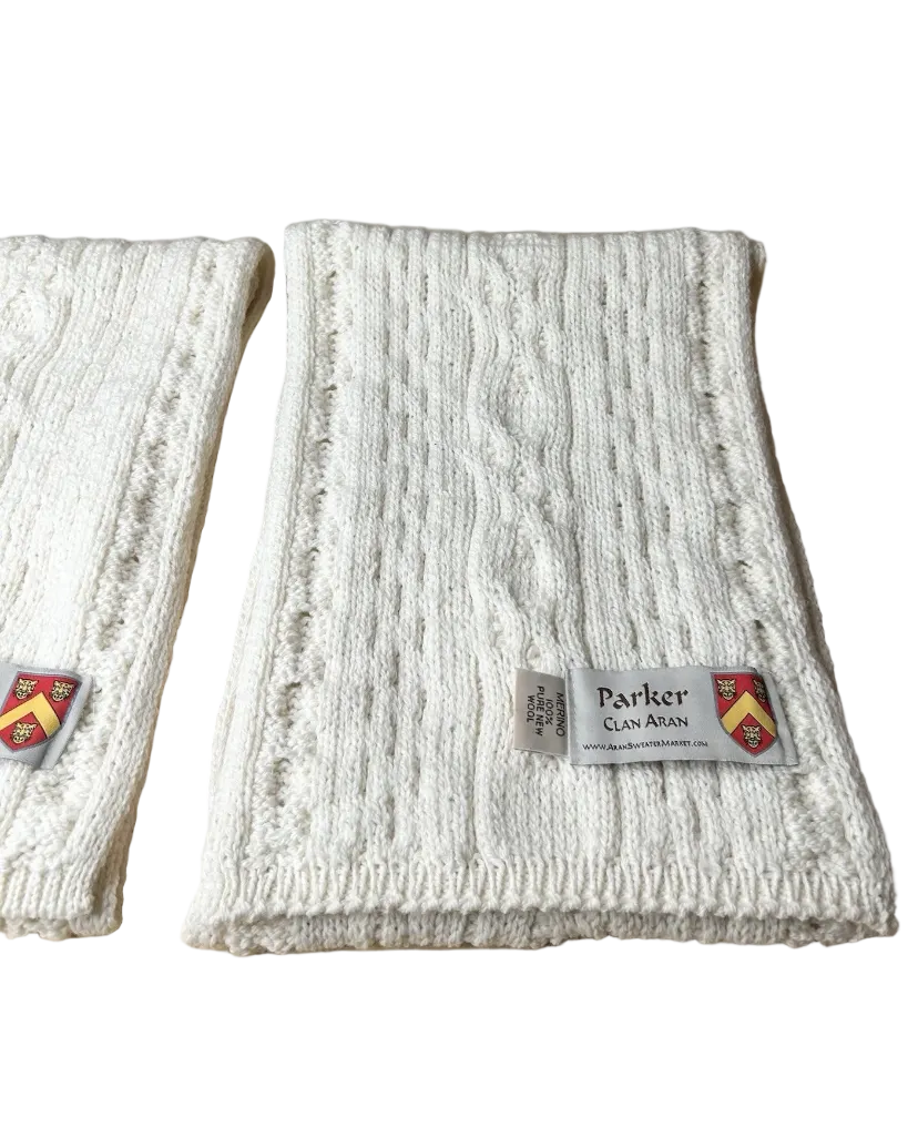 Undyed Aran Irish Wool Parker Clan Scarf