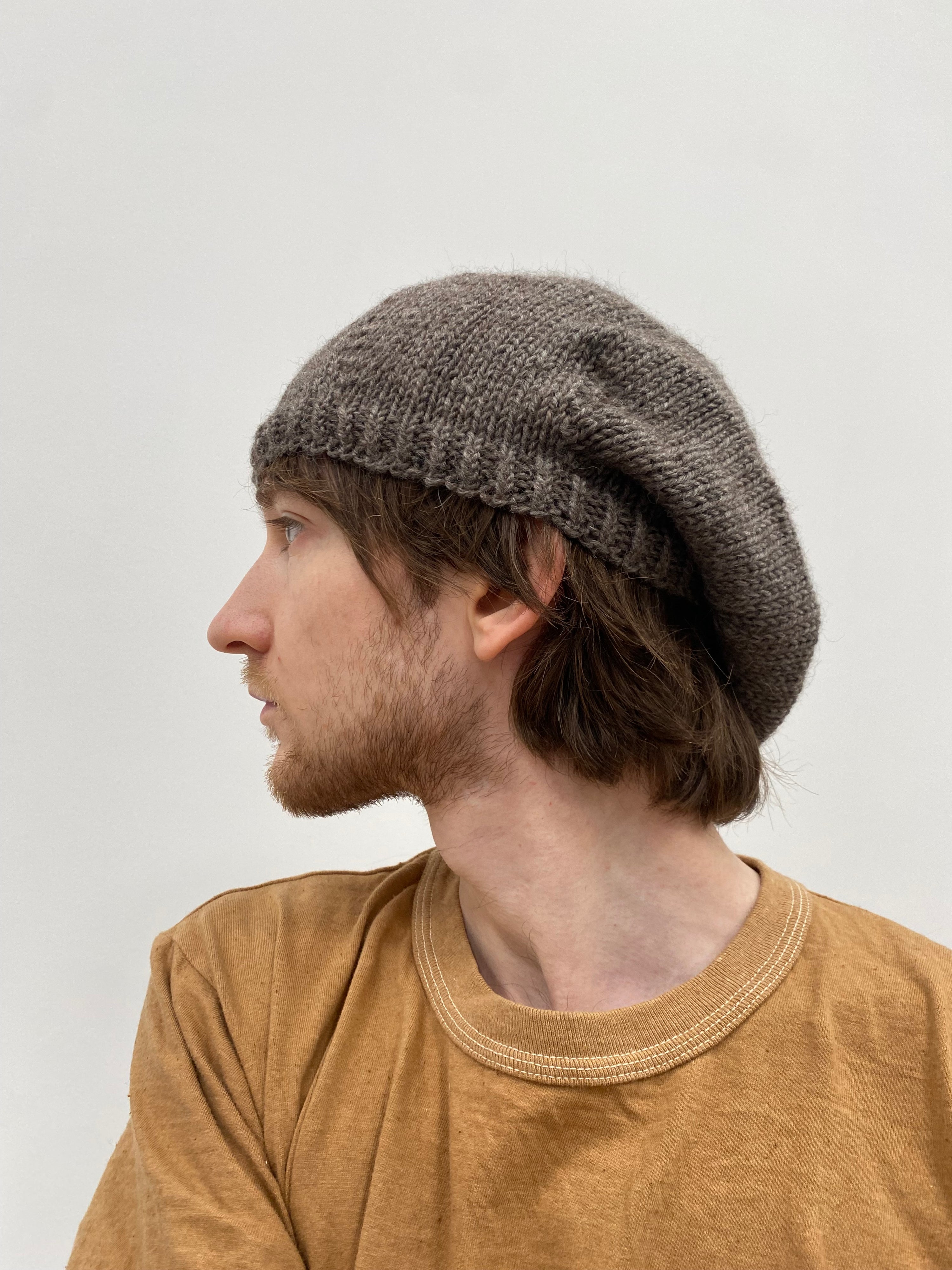 Hand Knit Undyed Alpaca Beret