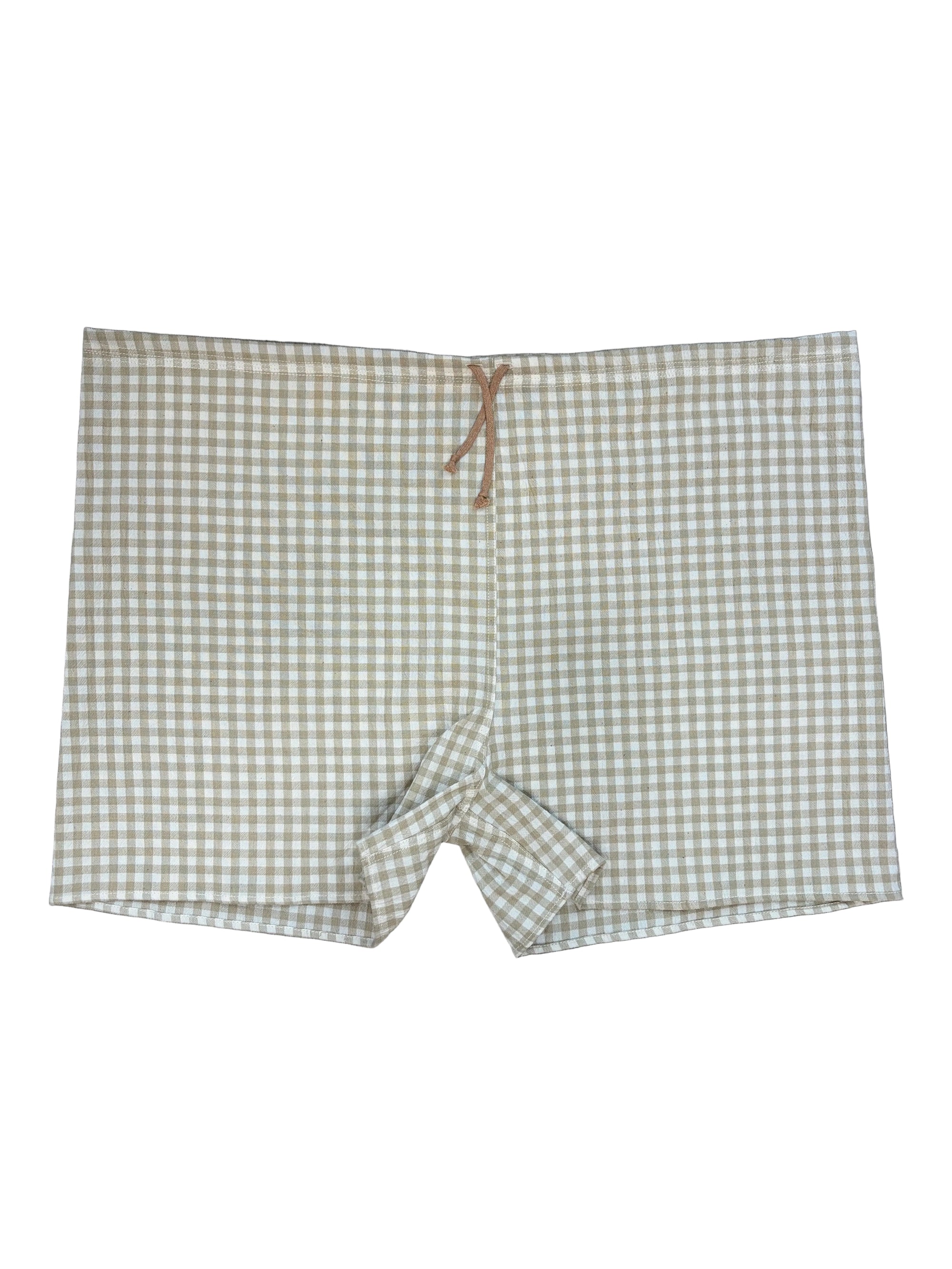 Foxfibre®️ Gingham Cotton Drawstring Boxer Shorts