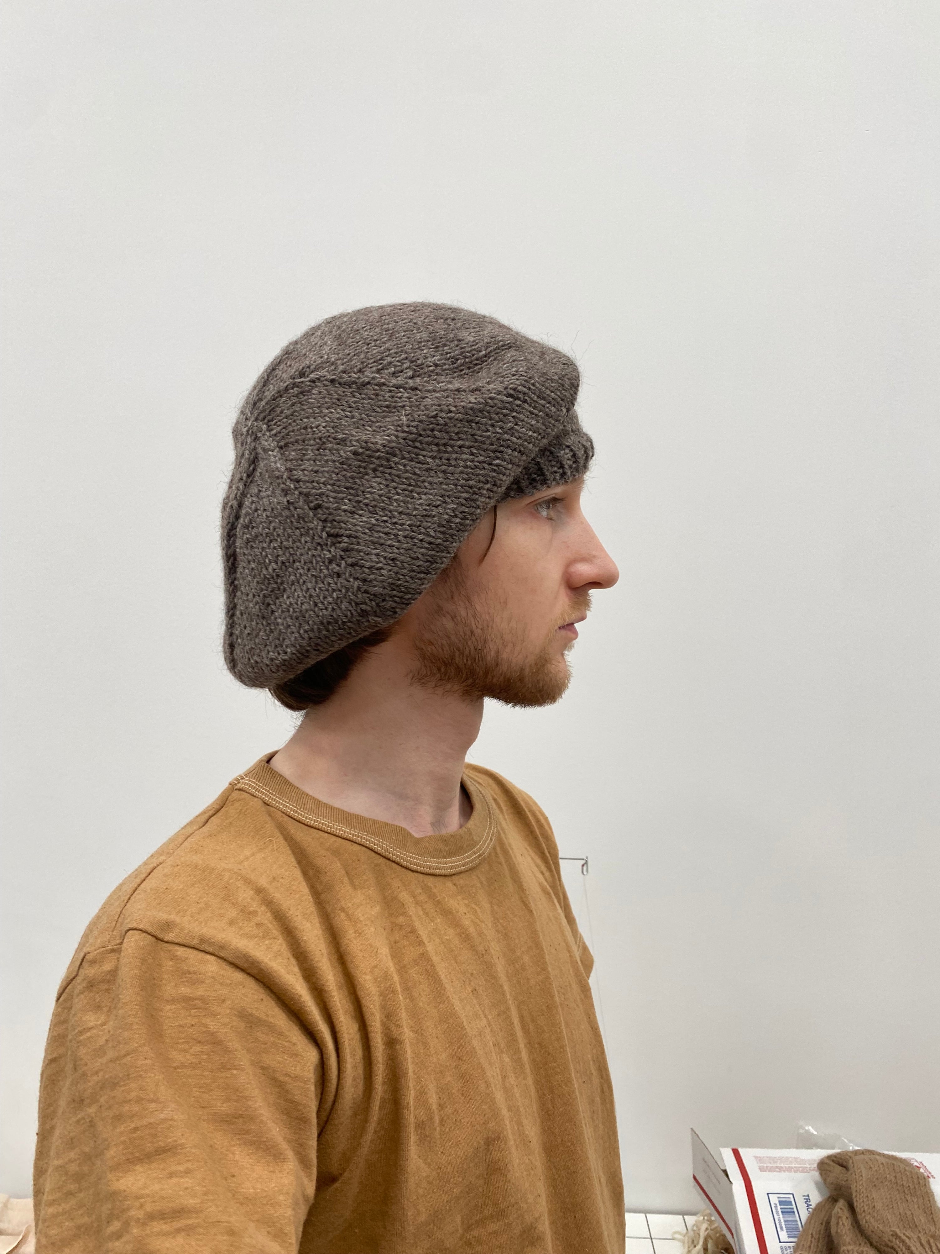 Hand Knit Undyed Alpaca Beret