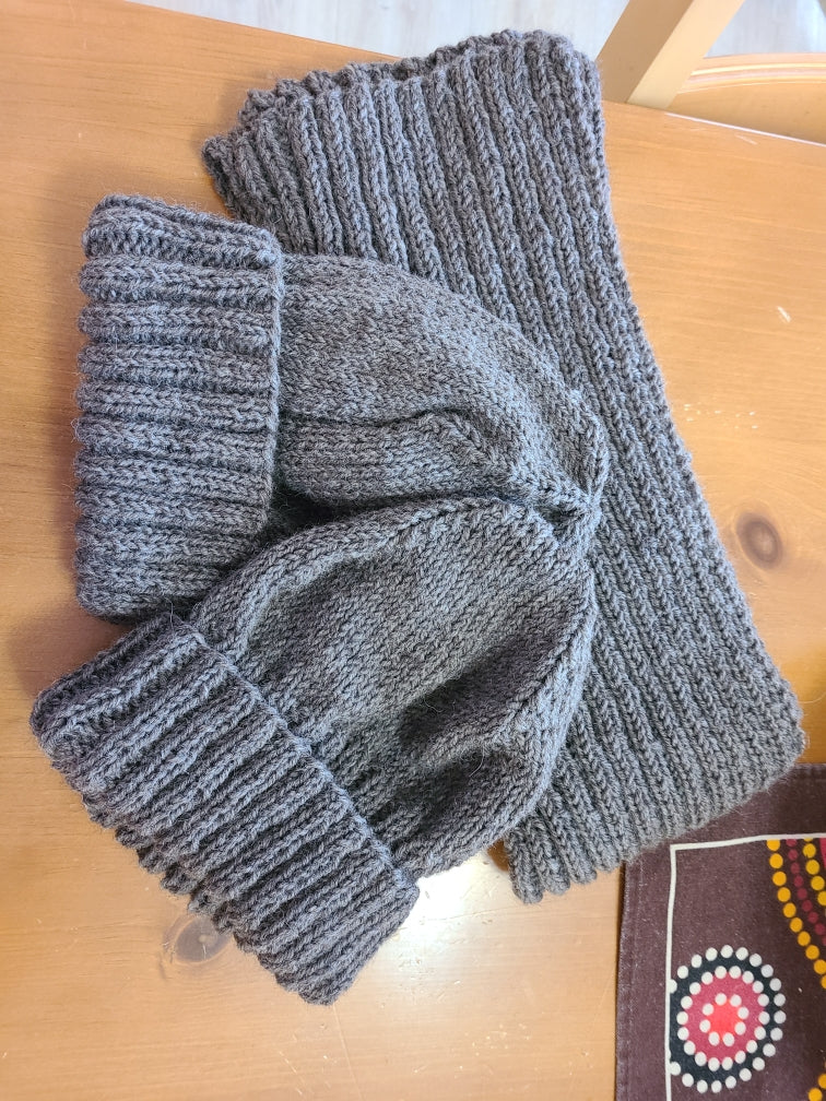 Hand-Knit Undyed Alpaca Scarf